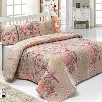 Eponj Home Urla Kapitone Çift Kişilik Bej Yatak Örtüsü Takımı