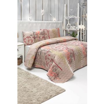 Eponj Home Urla Kapitone Çift Kişilik Bej Yatak Örtüsü Takımı