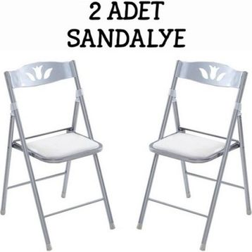 Eportatif 1054 Beyaz Renk 2 Adet Katlanır Mutfak Sandalyesi