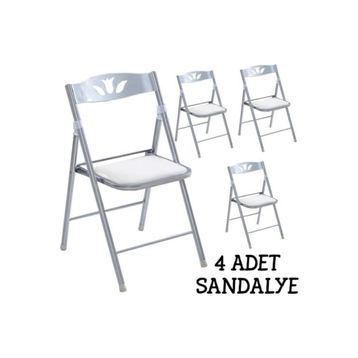 Eportatif 1055 Beyaz Renk 4 Adet Katlanır Mutfak Sandalyesi