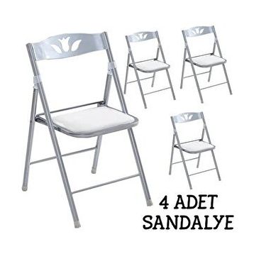 Eportatif 1055 Beyaz Renk 4 Adet Katlanır Mutfak Sandalyesi