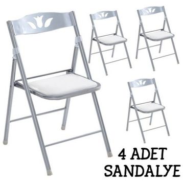 Eportatif 1055 Beyaz Renk 4 Adet Katlanır Mutfak Sandalyesi