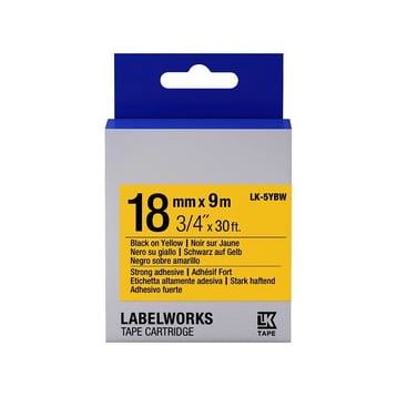 Epson C53S655010 LK-5YBW 18 mm Siyah Sarı Muadil Güçlü Yapışkanlı Etiket Kartuşu