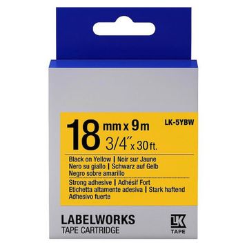 Epson C53S655010 LK-5YBW 18 mm Siyah Sarı Muadil Güçlü Yapışkanlı Etiket Kartuşu