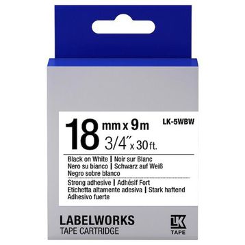 Epson C53S655012 LK-5WBW 18 mm Siyah Beyaz Muadil Güçlü Yapışkanlı Etiket Kartuşu