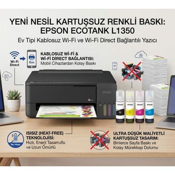 Epson EcoTank L1350 Wi-Fi Kablosuz Mürekkep Tanklı Inkjet Yazıcı