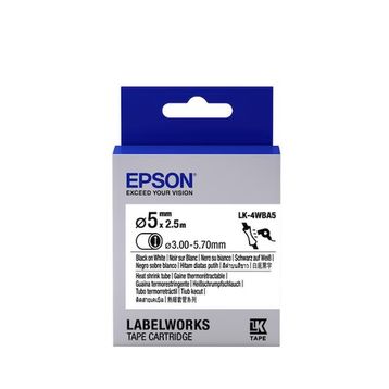 Epson LK-4WBA5 C53S654904 5 mm 2,5 m Isıyla Daralan Siyah Üzeri Beyaz Etiket