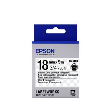 Epson LK-5TBN Clear Siyah Üzeri Beyaz 18 mm x 9 mt Etiket