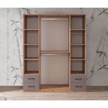 Erezoğulları Aynalı 4 Kapılı 4 Çekmeceli 170X55X210CM Ceviz Gardırop
