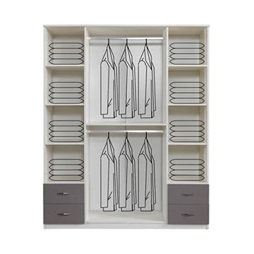 Erezoğulları Bella 4 Kapılı Aynalı 170x55x210 CM Çekmeceli Gardırop