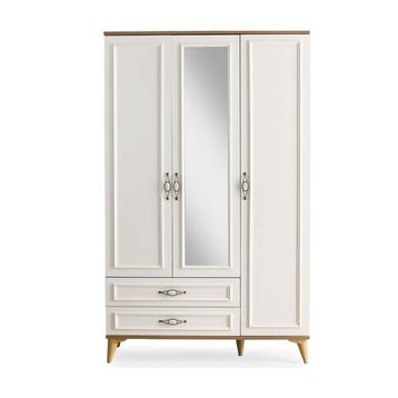 Erezoğulları Irmak 3 Kapılı 2 Çekmeceli 120x48x195 CM Beyaz Gardrop
