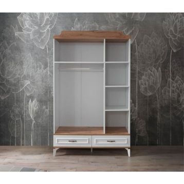 Erezoğulları Modern Trend 3 Kapılı 2 Çekmeceli Beyaz Ceviz Gardırop