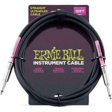 Ernie Ball P06048 10FT 3 m Düz Siyah Enstrüman Kablosu
