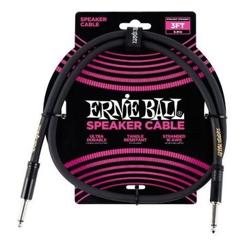 Ernie Ball P06071 3FT 0,91 m Düz Siyah Kabin Kablosu