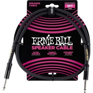 Ernie Ball P06071 3FT 0,91 m Düz Siyah Kabin Kablosu