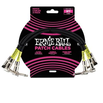 Ernie Ball P06075 1FT 3'lü Paket Siyah Kablo