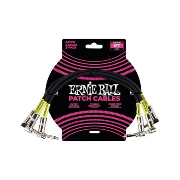 Ernie Ball P06075 1FT 3'lü Paket Siyah Kablo