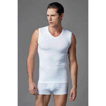 Eros ERS006 2'li Beyaz Kolsuz Compact Erkek T-shirt