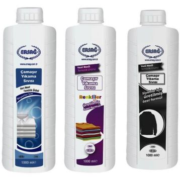 Ersağ Beyazlar İçin 1000 ml Çamaşır Yıkama Sıvısı + Renkliler İçin 1000 ml Çamaşır Yıkama Sıvısı + Siyahlar İçin 1000 ml Çamaşır Yıkama Sıvısı