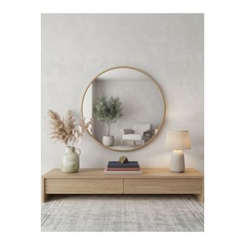 Ersan Dizayn 70-70 cm Gold Metal Çerçeveli Yuvarlak Ayna