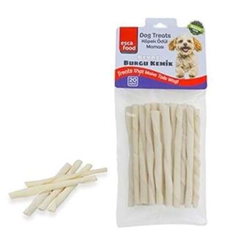 Esca Food Beyaz Burgu Çiğneme Kemiği 20x12 cm Köpek Ödülü