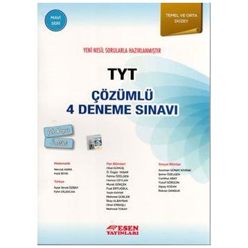 Esen Yayınları TYT Çözümlü 4 Deneme Sınavı Mavi Seri