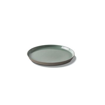 Esma Dereboy 16.5 cm Taş Rengi Nil Yeşili El Yapımı Porselen Yuvarlak Pasta Tabağı