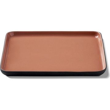 Esma Dereboy 17.5 cm Siyah Mercan El Yapımı Porselen Kare Pasta Tabağı