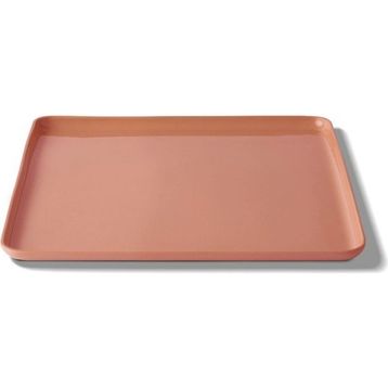 Esma Dereboy 26 cm Mercan El Yapımı Porselen Kare Yemek Tabağı