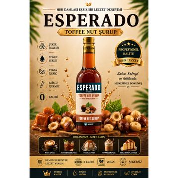 Esperado 750 ml Şekersiz Toffnut Aromalı Kahve Kokteyl Şurubu