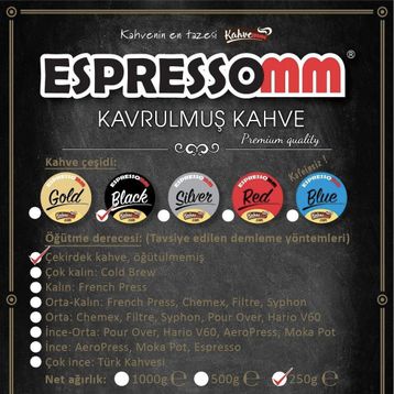 Espressomm® Black 250 gr Çekirdek Kahve