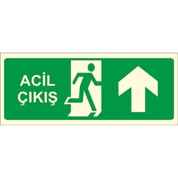 Este Uyarı Levhaları Acil Çıkış Yukarı Fotolümen Uyarı Levhası