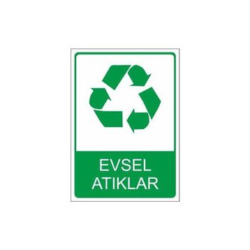 Este Uyarı Levhaları Evsel Atıklar 25x35 cm Uyarı Levhası