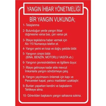 Este Uyarı Levhaları Yangın İhbar Yönetmeliği 25x35 cm Uyarı Levhası