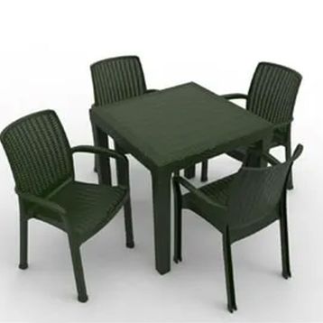 Estelia Efes Koyu Yeşil 4 Sandalye+1 Masa Camsız Bahçe Balkon 4'lü Set