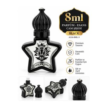 Esved A116-3 8 ml Black Boş Premium Parfüm Esans Cam Şişesi