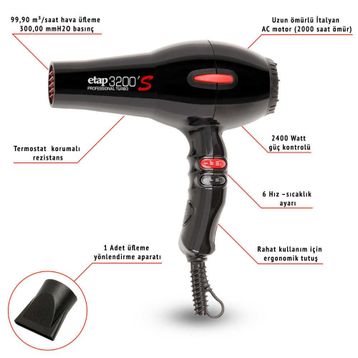 Etap Marathon 3200S Profesyonel 2400W Saç Kurutma Makinesi