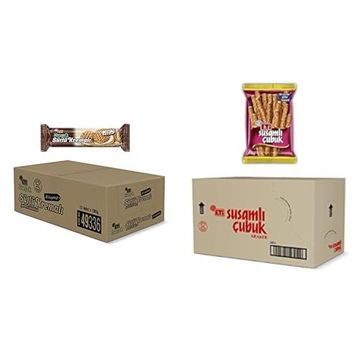 Eti 12x100 gr Burçak Sütlü Kremalı Yulaflı Bisküvi + 17x56 gr Susamlı Çubuk Kraker