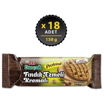 Eti 158 gr Burçak Fındık Ezmeli Kremalı Proteinli Bisküvi