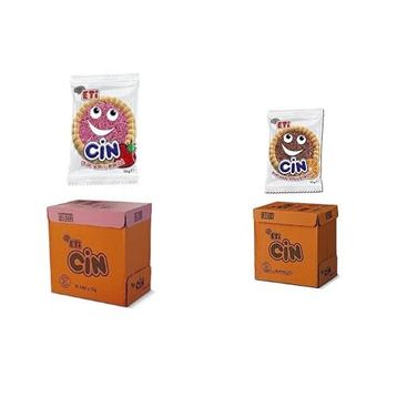 Eti 25 gr Cin Çilekli Bisküvi + 25 gr Cin Portakallı Bisküvi (36 adet)