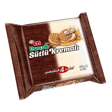 Eti Burçak Sütlü Kremalı 4'lü 400 gr Yulaflı Bisküvi