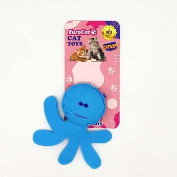 Euro Cat Toys Mavi Peluş Ahtapot Kedi Oyuncağı