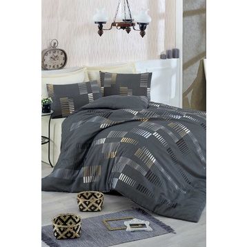 Ev & Home EP-012041 Kolay ütülenir Trace Antrasit Tek Kişilik Nevresim Takımı