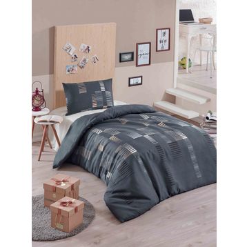 Ev & Home EP-012041 Kolay ütülenir Trace Antrasit Tek Kişilik Nevresim Takımı