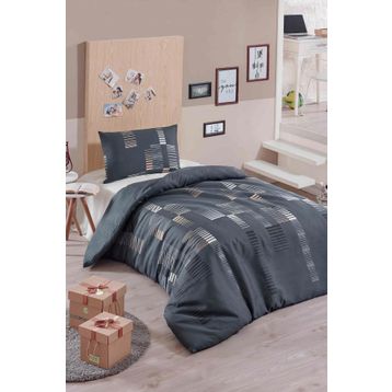 Ev & Home EP-012041 Kolay ütülenir Trace Antrasit Tek Kişilik Nevresim Takımı