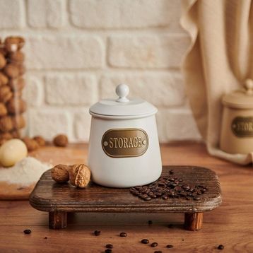 Evabella Galvaniz Storage 1000 ml Beyaz Baharatlık