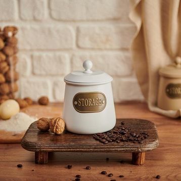 Evabella Galvaniz Storage 1000 ml Beyaz Baharatlık