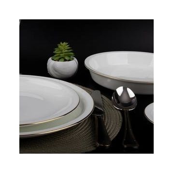 Evaliza Alaia Gold 2 mm Altın 12 Kişilik 60 Parça Porselen Yemek Takımı