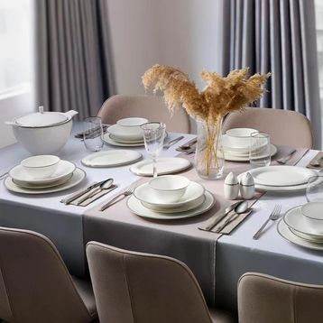 Evaliza Buckingham Platin 60 Parça 12 Kişilik Yemek Takımı