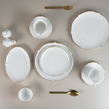 Evaliza Magnolia Premium 36 Parça 6 Kişilik Gold Kahvaltı Takımı